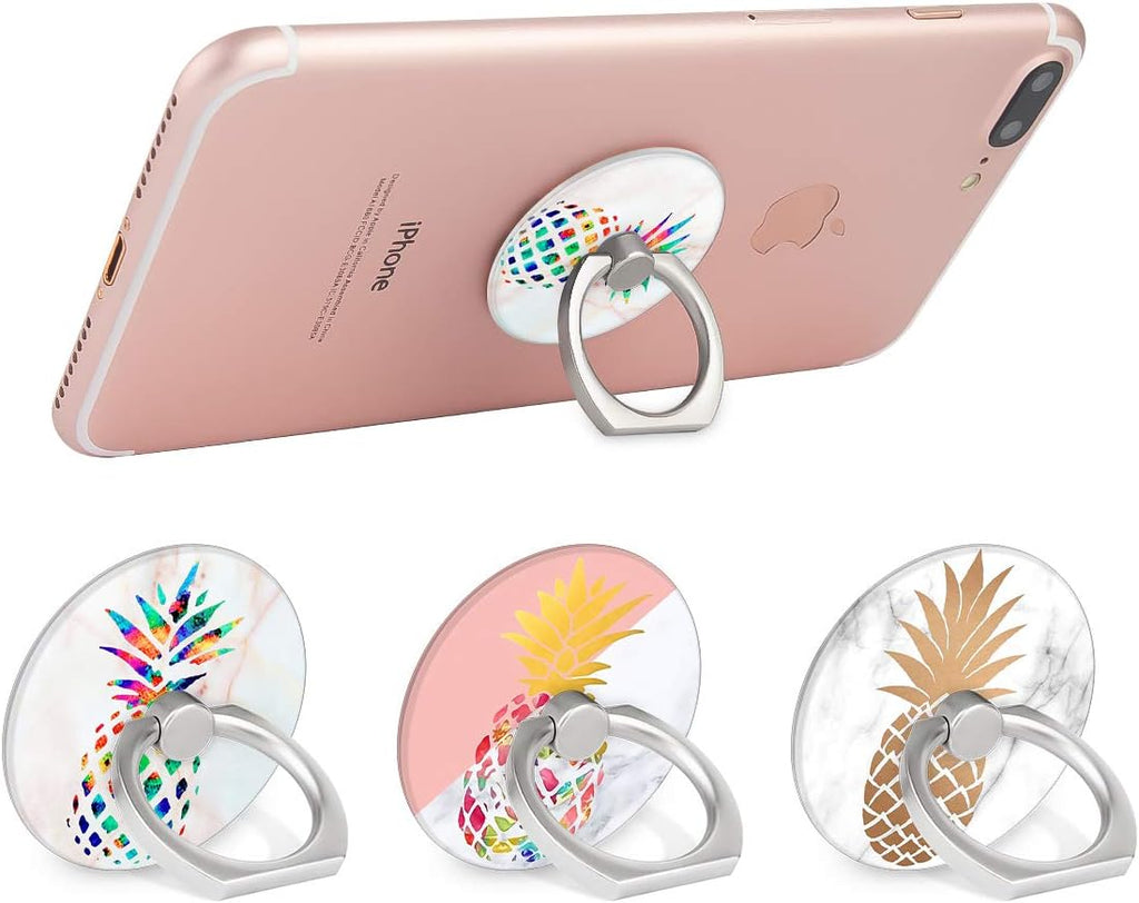 Bonoma Cell Phone Ring Holder, 3-Pack 360 Degree Rotating Universal Phone Ring Grip Finger Ring Stand Compatible with Smartphones and Tablets - Pineapple
