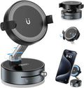 2-in-1 Clip & Vacuum Magnetic Suction Phone Holder,Upgraded 360° Adjustable Suction Cup Car Phone Mount,Hands-Free Cell Phone Holder for Car/Gym/Smooth Surface,Compatible with iPhone & Android Phones