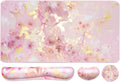 Keyboard Mouse Pad Set, Extended Mouse Pad+Keyboard Wrist Rest Support, Memory Foam Ergonomic Easy Typing, 3Pcs (35.4×15.7 in) Desk Pad Set for Home Office Study Game- Pink Gold Marble