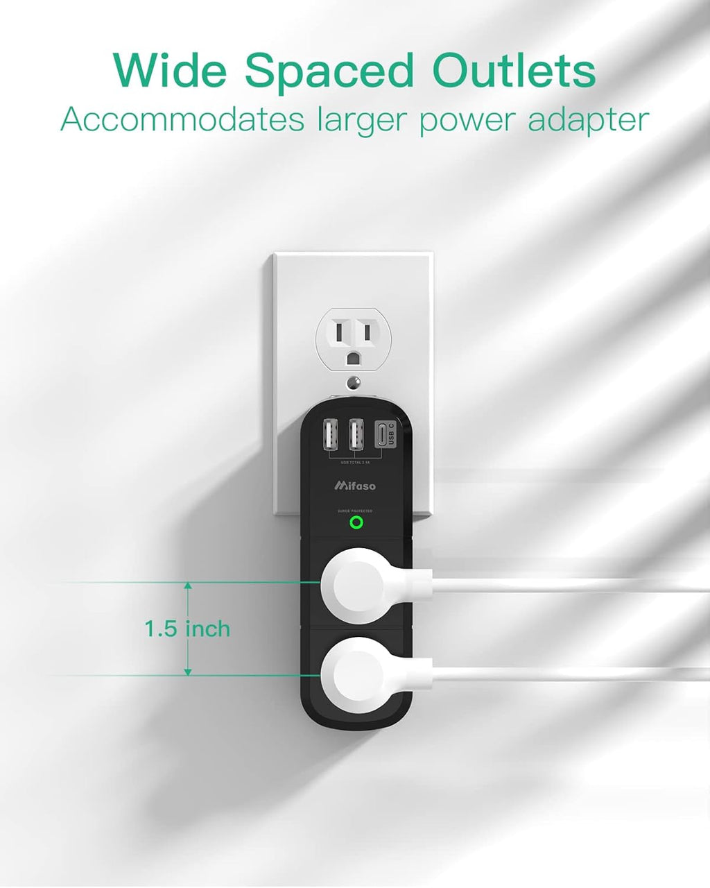 Surge Protector USB Outlet Extender with Rotating Plug, 6 AC Multi Plug Outlet and 3 USB Ports (1 USB C), 3-Sided Swivel Power Strip Outlet Splitter for Home, Dorm Room Essentials (2 Pack)