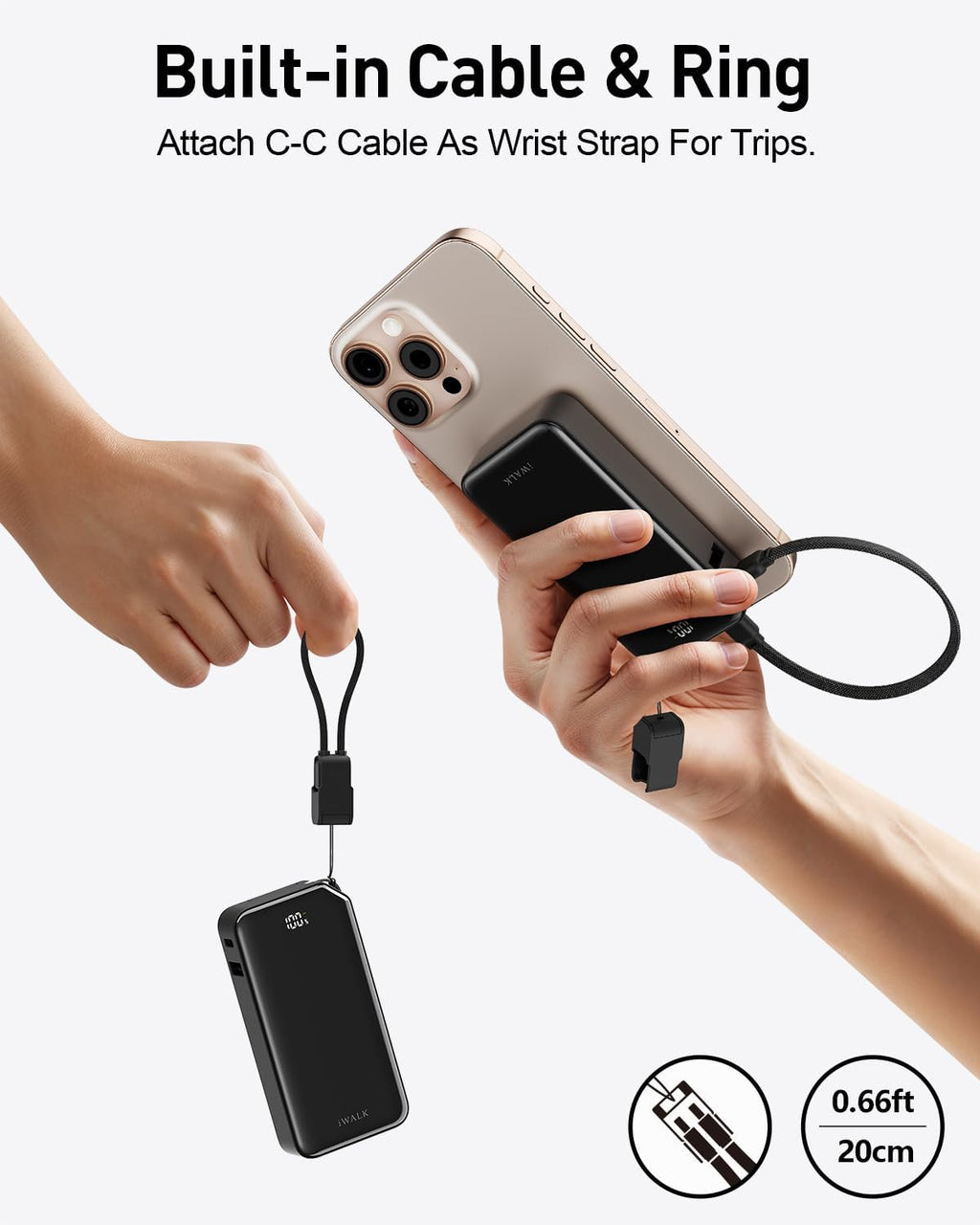 iWALK Portable Charger, Ultra Small 10,000mAh 30W PD Power Bank, USB C in&Out Fast Charging Battery Pack with Stand, Travel Essential Phone Powerbank for iPhone 16/15 Pro Max, Samsung S25/S24 Series