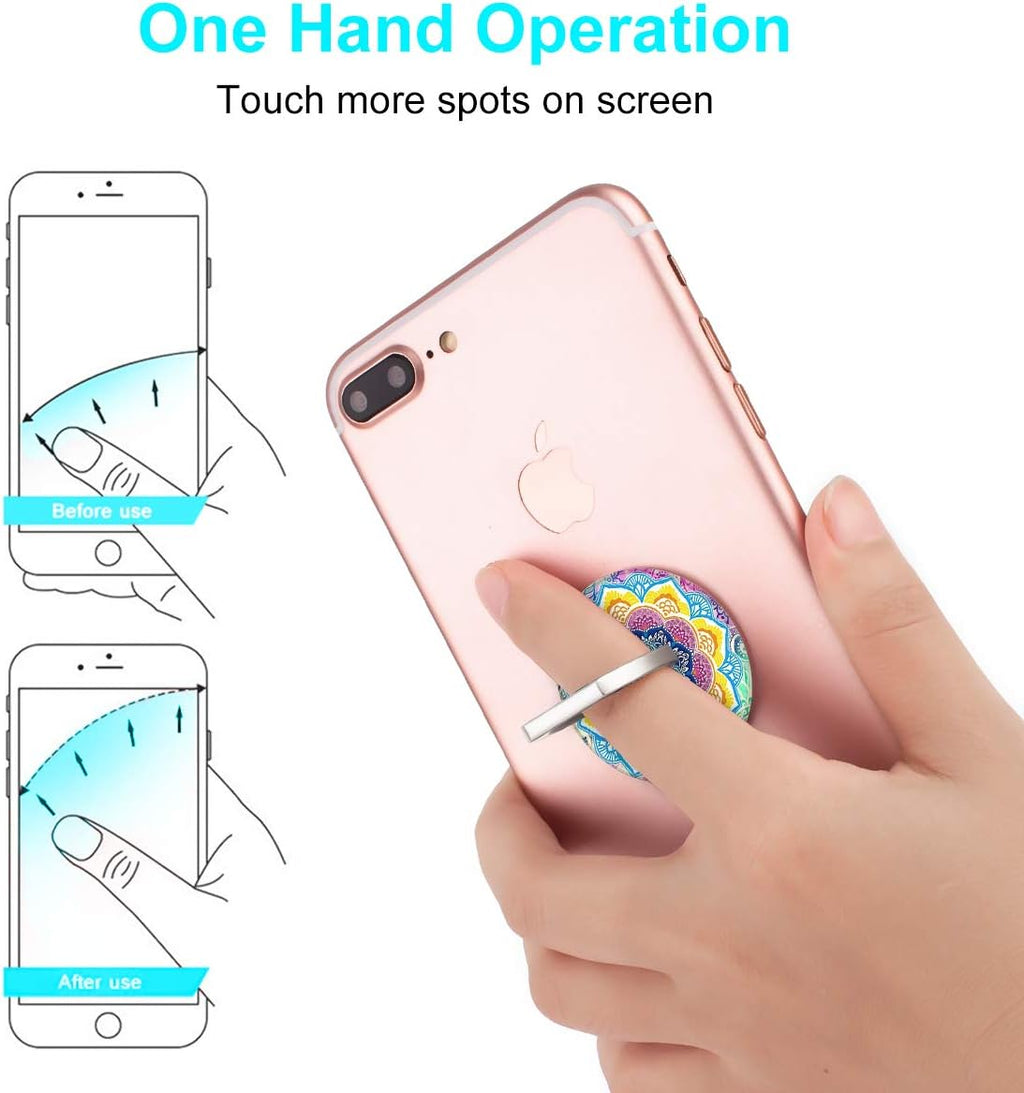 Bonoma Cell Phone Ring Holder Stand, 3 Pack Colorful Mandala 360 Rotation Universal Smartphone Ring Grip Stand Compatible with Smartphones and Tablets
