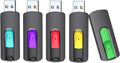 Aiibe 5 Pack 128GB Flash Drive 3.0, Upgraded 130MB/s USB 3.0 Flash Drive Retractable USB Drive Portable Thumb Drive Colorful Memory Stick Multi Pack (Cyan, Green, Purple, Red, Yellow)