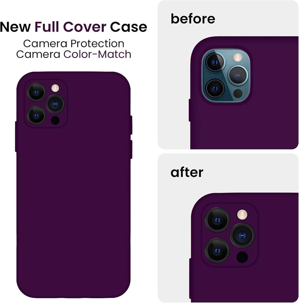 FireNova Designed for iPhone 13 Pro Case, Silicone Upgraded [Camera Protection] Phone Case with [2 Screen Protectors], Soft Anti-Scratch Microfiber Lining Inside, 6.1 inch, Wine Red
