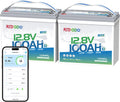 Redodo 12V 100Ah Smart Mini Bluetooth LiFePO4 Battery, Smallest Lithium Battery，Max 1280Wh, 10-Year Lifespan with Up to 15000 Deep Cycles, Upgraded 100A BMS for RV, Marine, Solar, Camping - 2 Pack