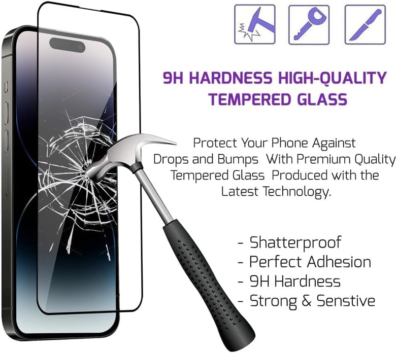 iPhone 14 Pro Screen Protector Tempered Glass Compatible with Apple Dynamic Island (2 Pack)