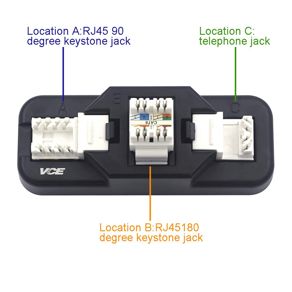 VCE Cat6A RJ45 Keystone Jacks UL Listed 50-Pack, 110-Type UTP Modular Ethernet Jacks Insert 10Gbps, Bundle with Keystone Punch Down Stand and Wire Stripper Cutter