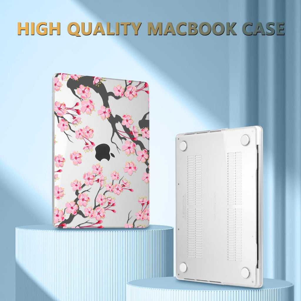 CISSOOK Cherry Blossoms Hard Shell Case for MacBook Pro 14 inch M4 A3112 A3185 A3401 M3 A2992 A2918 M2 A2779 M1 A2442 2021-2024, Cherry Floral Cover with Keyboard Cover for 2021 2024 M1-M4 Pro 14.2”