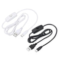 MECCANIXITY USB Cable with 501 ON/Off Switch, USB Male to USB Type C Male Power Cable 100cm for LED Desk Lamp LED Strip Black White 1 Set