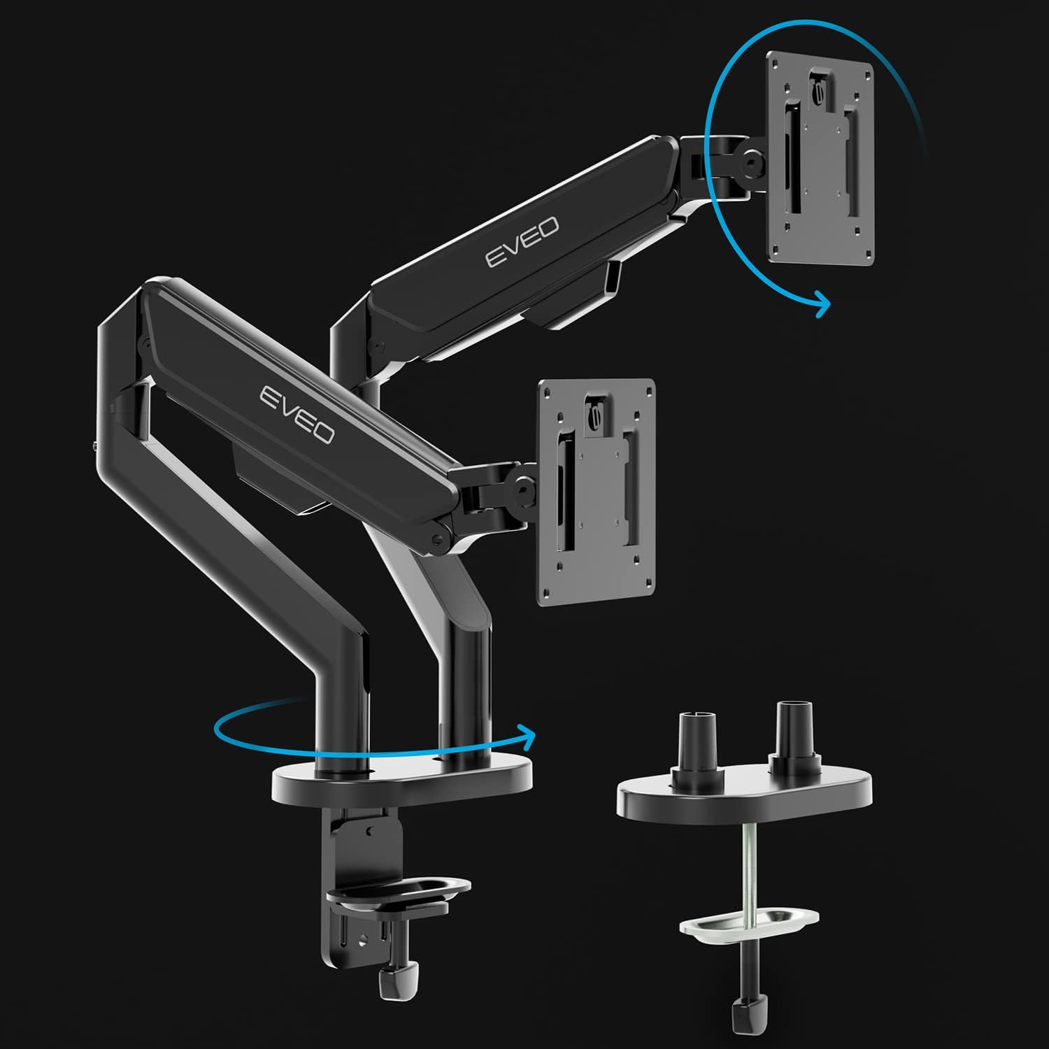 EVEO Premium Dual Monitor Mount 14"-35” Dual Monitor Arm VESA Bracket Adjustable Height Gas Spring Dual Monitor Stand, Screen Full Motion Dual Monitor Arm-Computer Monitor Stand for 2 Screens - Red