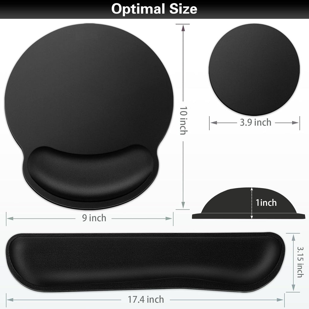 Ergonomic Keyboard Wrist Rest, Mouse Pad with Wrist Rest Black, Funny Gaming Mousepad with Wrist Support, Memory Foam Wrist Rest Set for Computer Keyboard, Office Desk Accessories