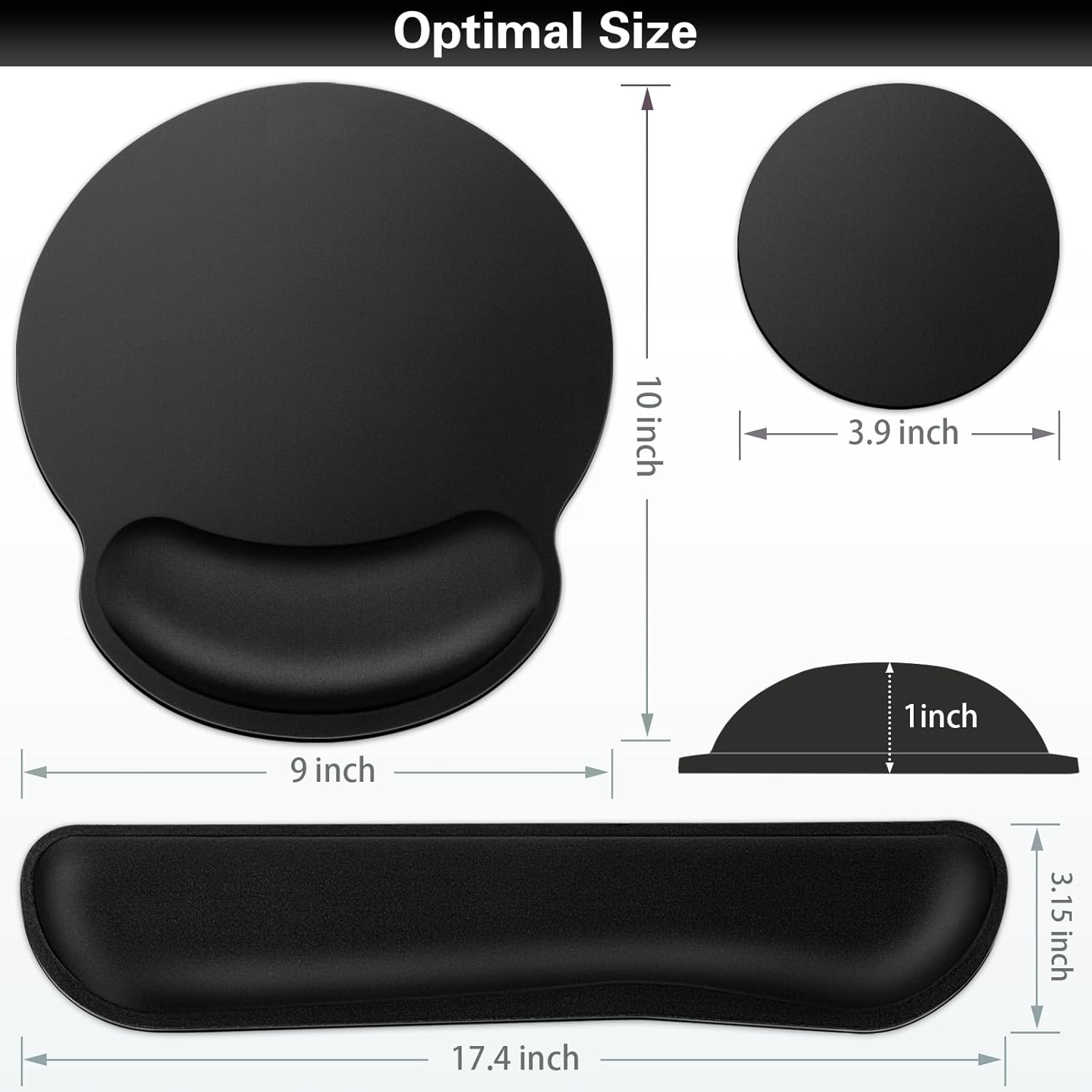 Ergonomic Keyboard Wrist Rest, Mouse Pad with Wrist Rest Black, Funny Gaming Mousepad with Wrist Support, Memory Foam Wrist Rest Set for Computer Keyboard, Office Desk Accessories
