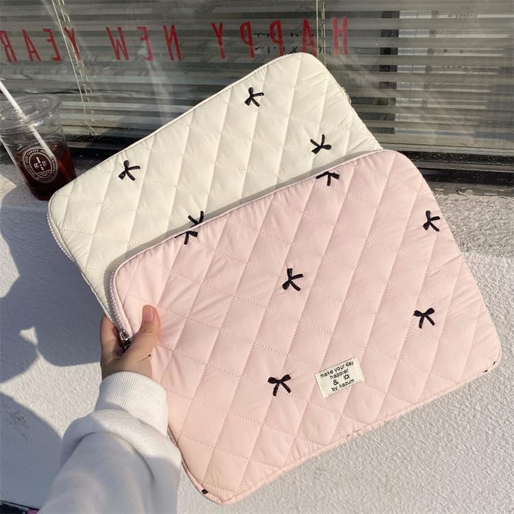 Cute Bow Graphic Carrying Laptop Bag Y2K Preppy Laptop Sleeve Case Bag Kawaii Pad Computer Protect Case Pouch (11 inch,Pink)