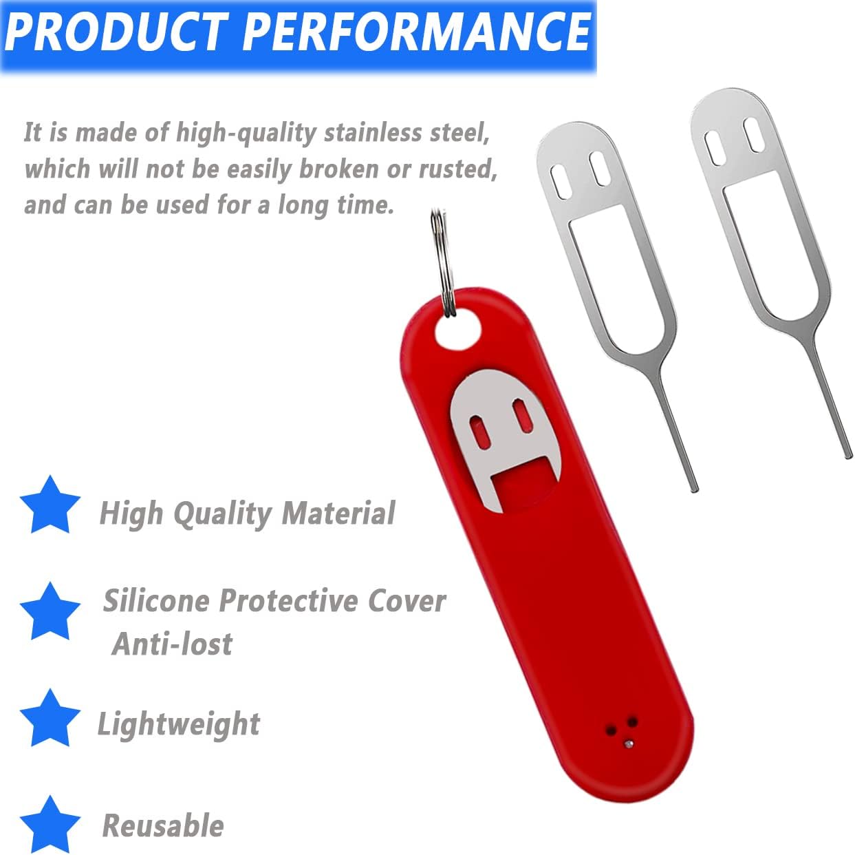 6 Pack SIM Card Removal Tool, Sim Card Tray Opening Tool Eject Pins Needle Opener Ejector Compatible with All iPhone Apple iPad Samsung Galaxy Cell Phone Smartphone Watchchain Link Remover, Red,White