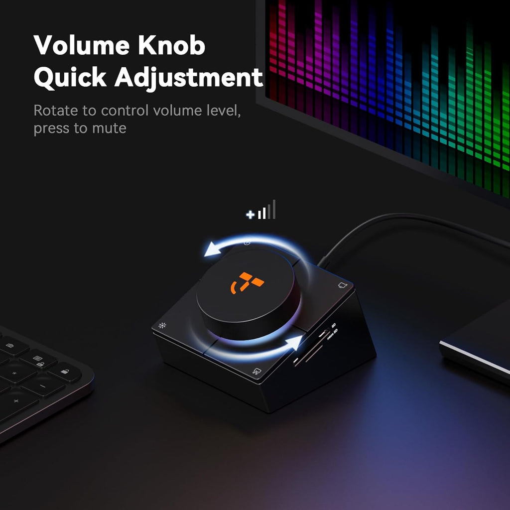 TobenONE 10-in-1 Shortcut-Key Docking Station with 4 Shortcut Button and Volume Knob, USB C Dock with 4K@60Hz HDMI, 100W PD, 3 USB, Ethernet, Audio, SD/microSD for MacBook, Windows, Chrome, Mac mini