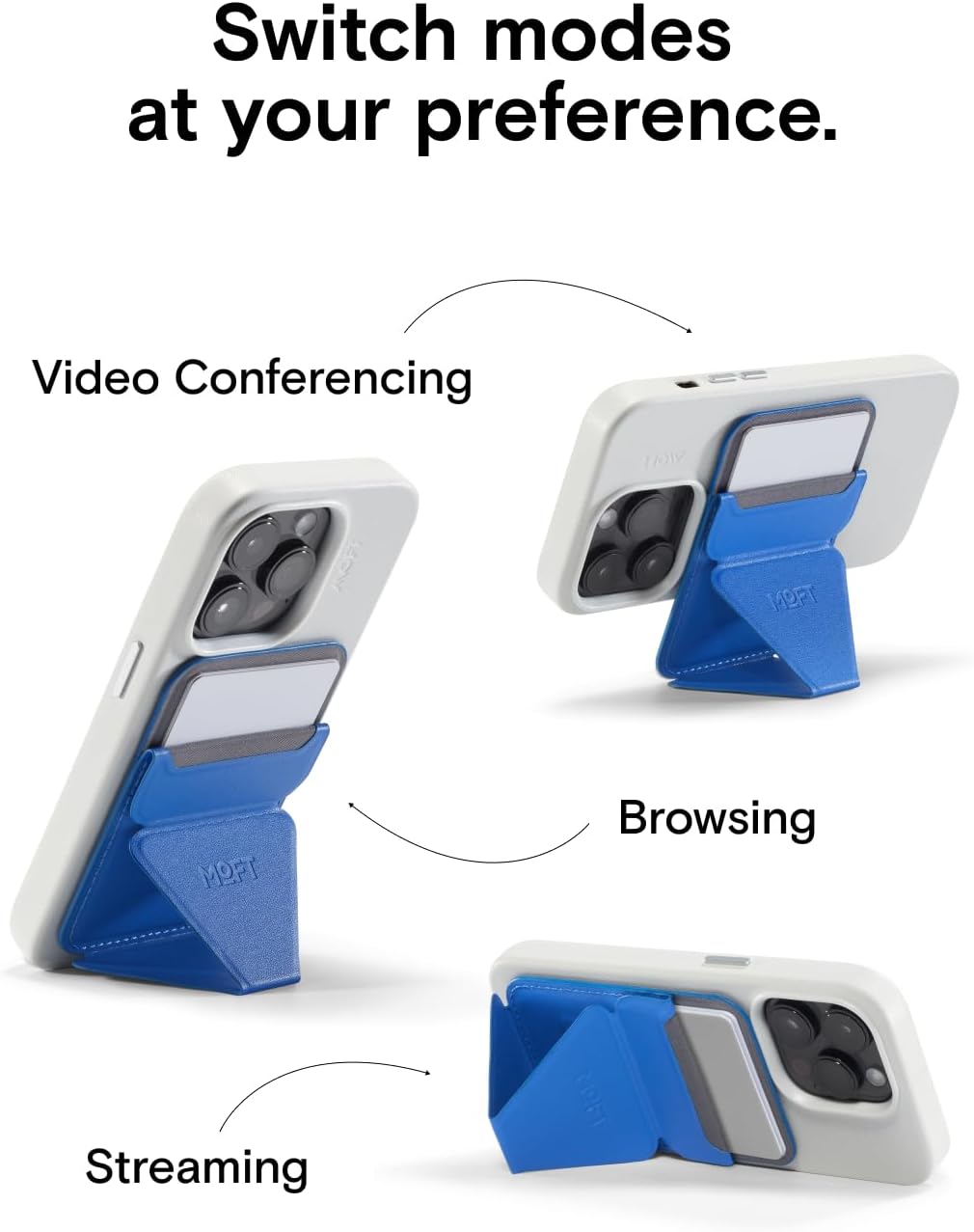 MOFT Magnetic Wallet Stand Compatible with iPhone 16/15/14/13/12 Series, Angle Adjustment & Magsafe Compatible MOVAS Phone Stand,Sapphire