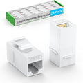CAT6 RJ45 Keystone Coupler (24 Pack), Cat6 Keystone Jack Female to Female, Cat 6 Inline Keystone Jacks for Wall Plate & Patch Panel, RJ45 Ethernet Coupler White