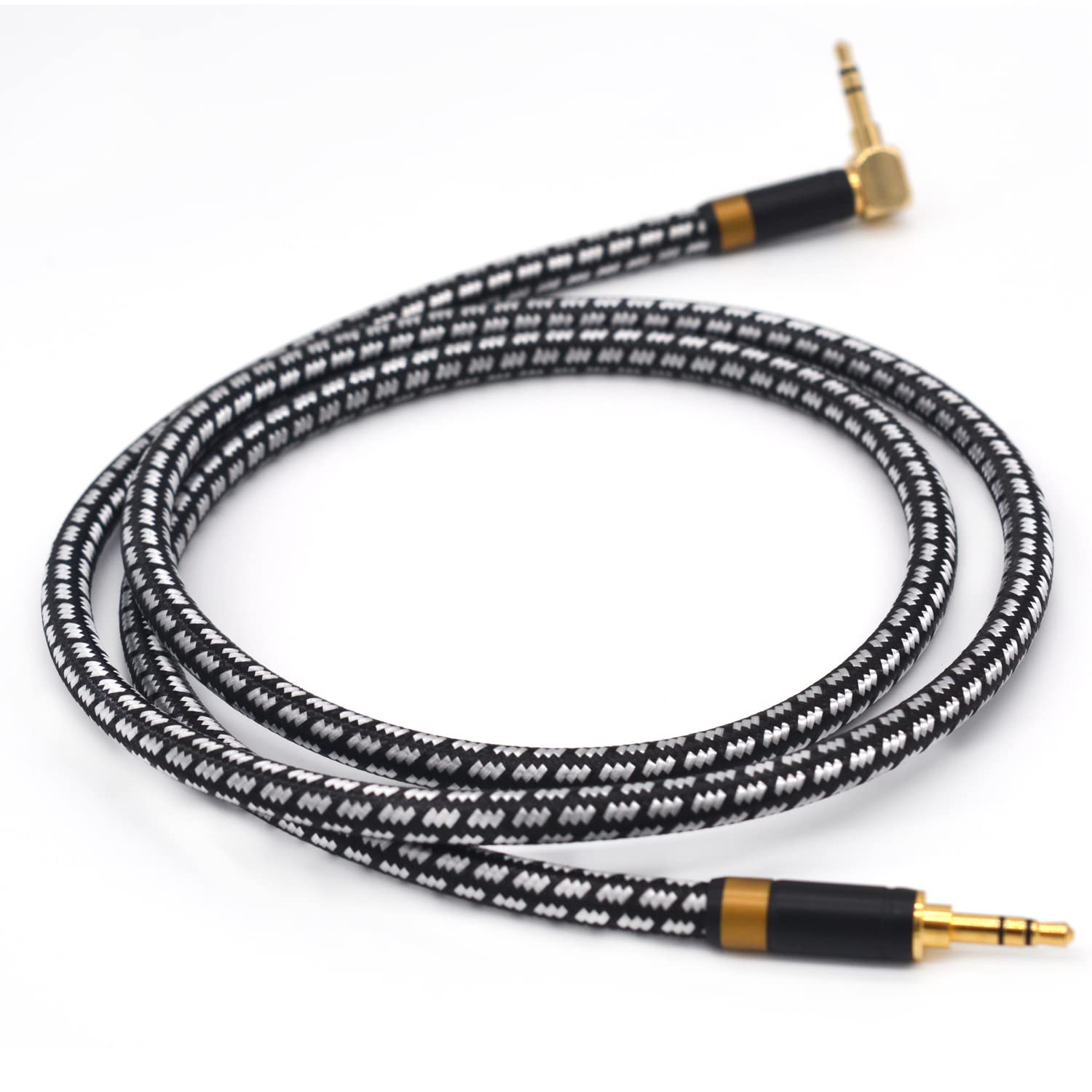 Aux Cord, Audiophile 3.5mm Stereo Audio Cable [2m (6.5Feet), Silvered-Plated Copper core, Right Angle] Unbreakable and Great for Phone, Laptop, Tablets,Headphones, Cars and More.