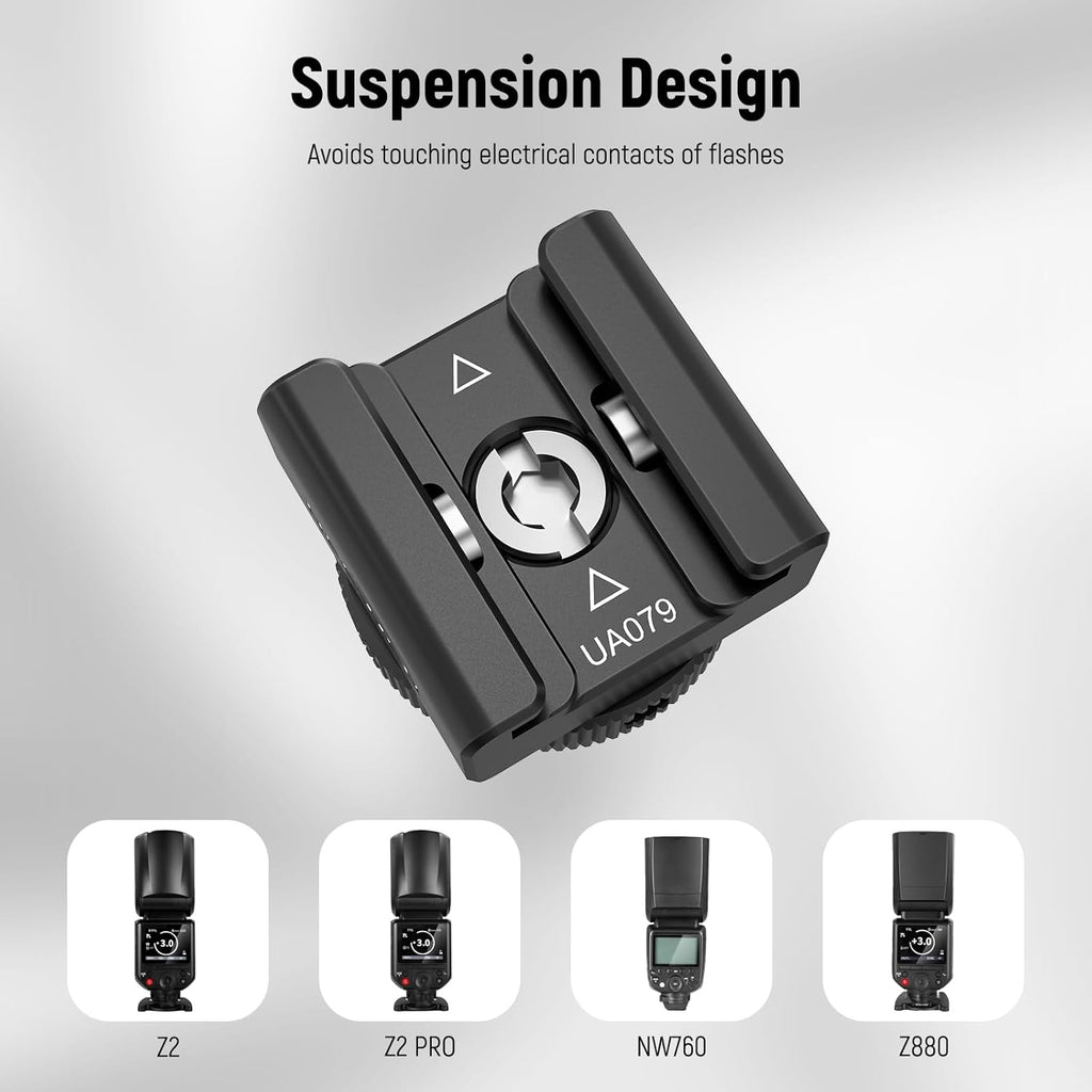 NEEWER Cold Shoe Mount Adapter Compatible with DJI Mic 2 Rode Wireless GO II Hollyland Saramonic NEEWER Wireless Mini Microphone, Anti Interference Offset Contact Design for Speedlite Flash, UA079