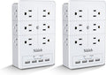 Surge Protector Nikleb 2-Pack, Multi Outlet Plug with 4 USB, Wall Charger Box Multiports Total 4.8A, Electrical Outlet Splitter, Plugs for Outlets Wall Mount, USB Power Adapter Low Profile
