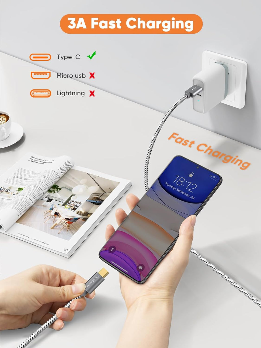 CableCreation USB C to USB A Cable 3FT, 10Gbps USB C to USB 3.2 USB 3.1 Gen2 USB A to C Data Cable, Android Auto 3A Fast Charge Cord for Type C External SSD MacBook, Galaxy S24+, iPhone 15/16+