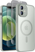 Designed for iPhone 12 Case, Compatible with MagSafe, with Privacy Screen Protectors X2, [Camera Protection] [15FT Military Drop Protection] Shockproof Phone Case, 6.1", Calke Green