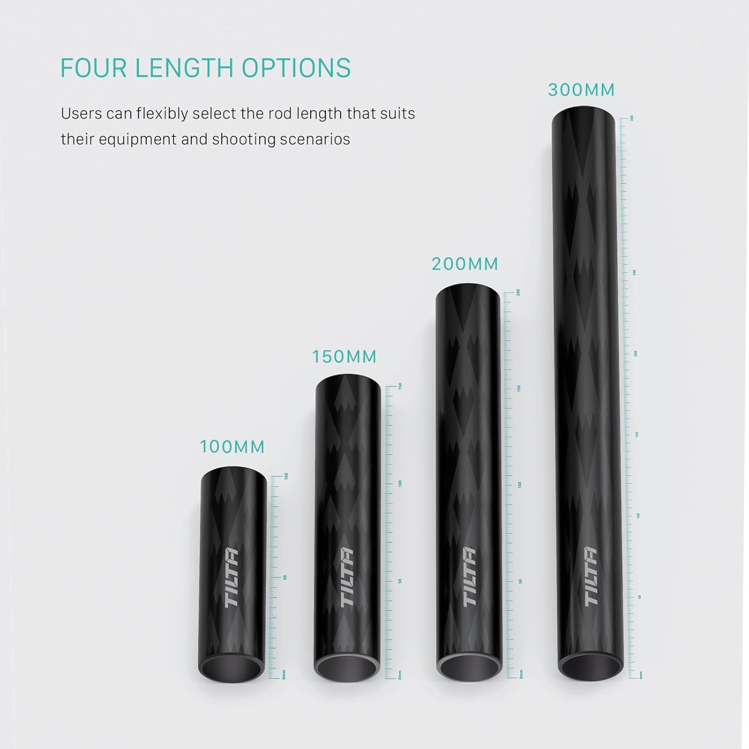 Tilta 2X Carbon Fiber Rods 15mm for Rail Support System | Increased Strength | Limited Reflection | Lightweight | DSLR Shoulder Rig, Camera Stabilizer Cage, Matte Box (20cm)