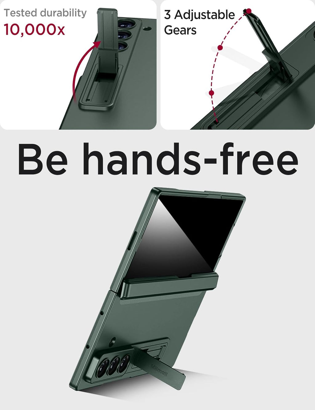 Miimall for Z Fold 7 Case with Privacy Screen Protector, [Military Grade Drop Protection] Built-in Adjustable Kickstand & Magnetic Hinge Protection Shockproof Phone Case for Galaxy Z Fold 7 5G Green