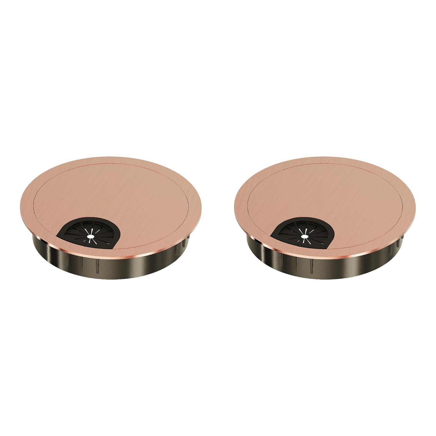 2 Pack Desk Grommet 2-1/8 Inch 53mm, Zinc Alloy Computer Desk Wire Hole Cover, Office Desktop Cord Cable Hole Metal Ring, Red Bronze