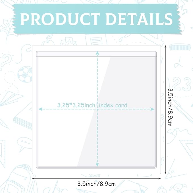 Glenmal 200 Pcs Self Adhesive Index Card Pockets Clear Label Holder Plastic - Image 3