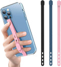3 PCS Phone Loop Strap Clip Finger Grip Holder Stretchable Flexible Elastic Silicone Hand Band Ultra Slim Adjustable Wireless Charging Universal for Most Phones Cases Black Pink Blue