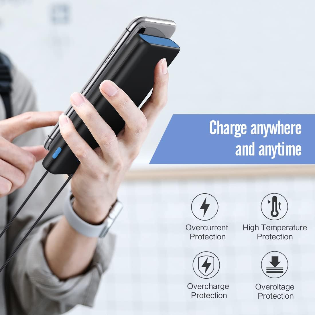 Portable Charger Power Bank 25,800mAh,5V/3A USB C in&Out Fast Phone Charging with Intelligent Smart IC,3 USB Port External Cell Phone Battery Pack Compatible with iPhone 16 15 14,Galaxy,Android-Blue