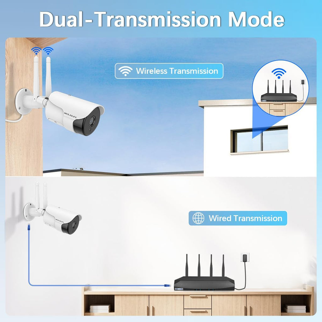 WEILAILIFE 【2-Way Audio】 5MP Outdoor Wireless Security Camera System, WiFi Video Surveillance, Wireless Surveillance Camera System