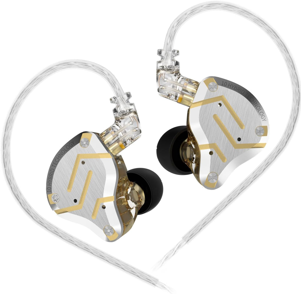KZ ZS10 Pro IEM Headphone,KZ in Ear Monitor Earbuds Headphone, 4BA 1DD Wired Earphone Multi Driver in Ear Earphone IEM,Wired Gaming Earphone,on Stage Monitor for Singer Guitarist (Gold, No Mic)