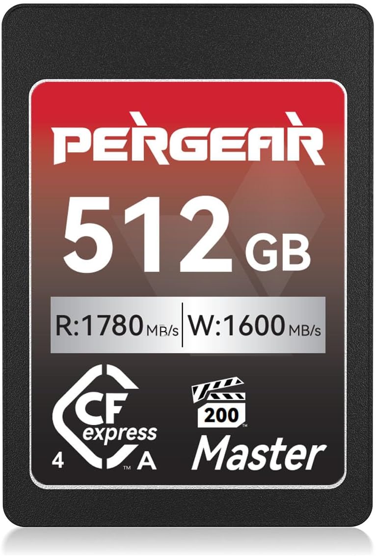 Pergear 512GB CFexpress 4.0 Type A Memory Card VPG200, Up to 1780MB/s Read Speed & 1600MB/s Write Speed for 4K 120P, 8K 30P Video Recording(Master Series), Compatible for Sony Alpha & FX Cameras