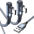 sweguard USB Type C iPhone 16 Pro Max Charger Cable Right Angle [2-Pack,6.6FT] 3.1A Fast Charging Cord for iPhone 16 15 Pro Max, Samsung Galaxy S25 S24 S23 S22 S21 S20 S10 A53 Note Flip Pixel LG Moto