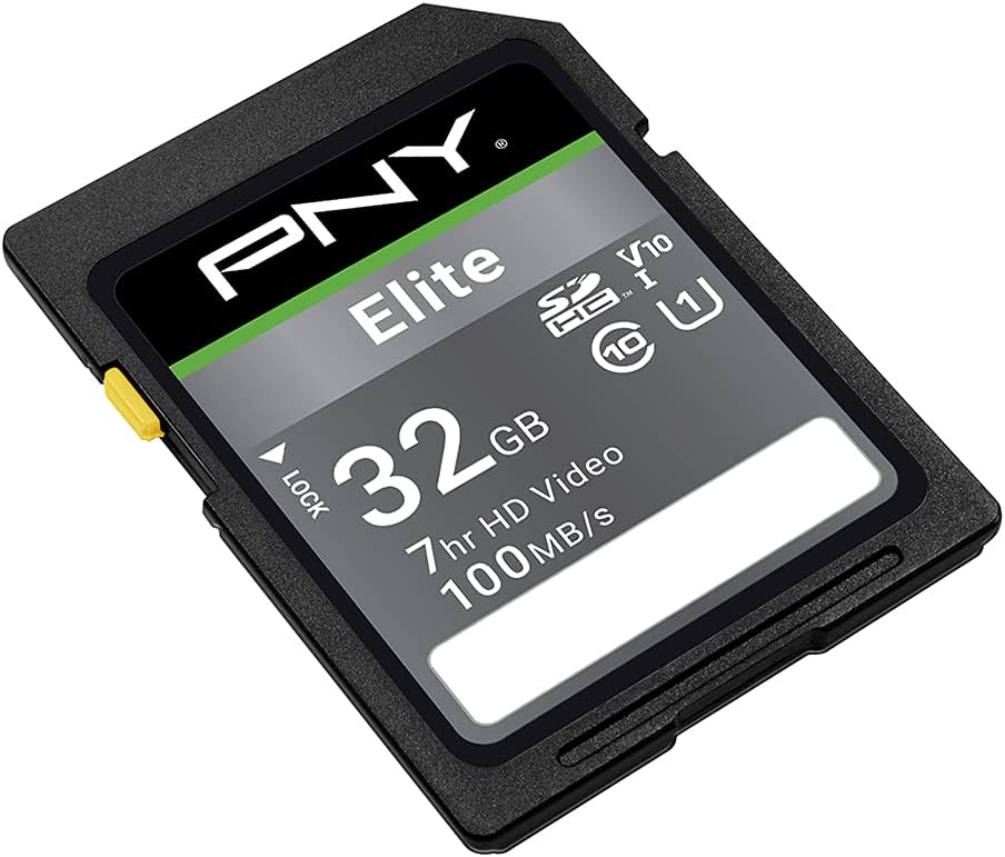 PNY 32GB Elite Class 10 U1 V10 SDHC Flash Memory Card - 100MB/s, Class 10, U1, V10, Full HD, UHS-I, Full Size SD (Pack of 1)