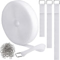 1"x16ft Hook and Loop Straps with 25 Metal Buckles, Adjustable Fastening Cable Straps, Cut-to-Length Cinch Strap, Reusable Nylon Securing Cord Ties for Organizer or Storage, 1 inch Wide, White