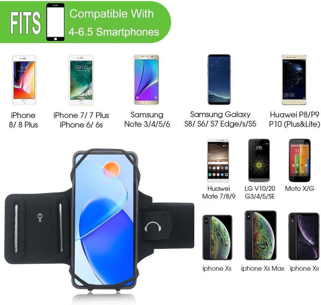 Wristband Phone Holder,HCcolo 360°Rotatable Universal Sports Wristband for iPhone X/8 Plus/8/7/6s,Galaxy S9 Plus/S9/S8 & Other 4”-6.5”Smartphone,Running Armband for Hiking Biking Walking (Wrist)