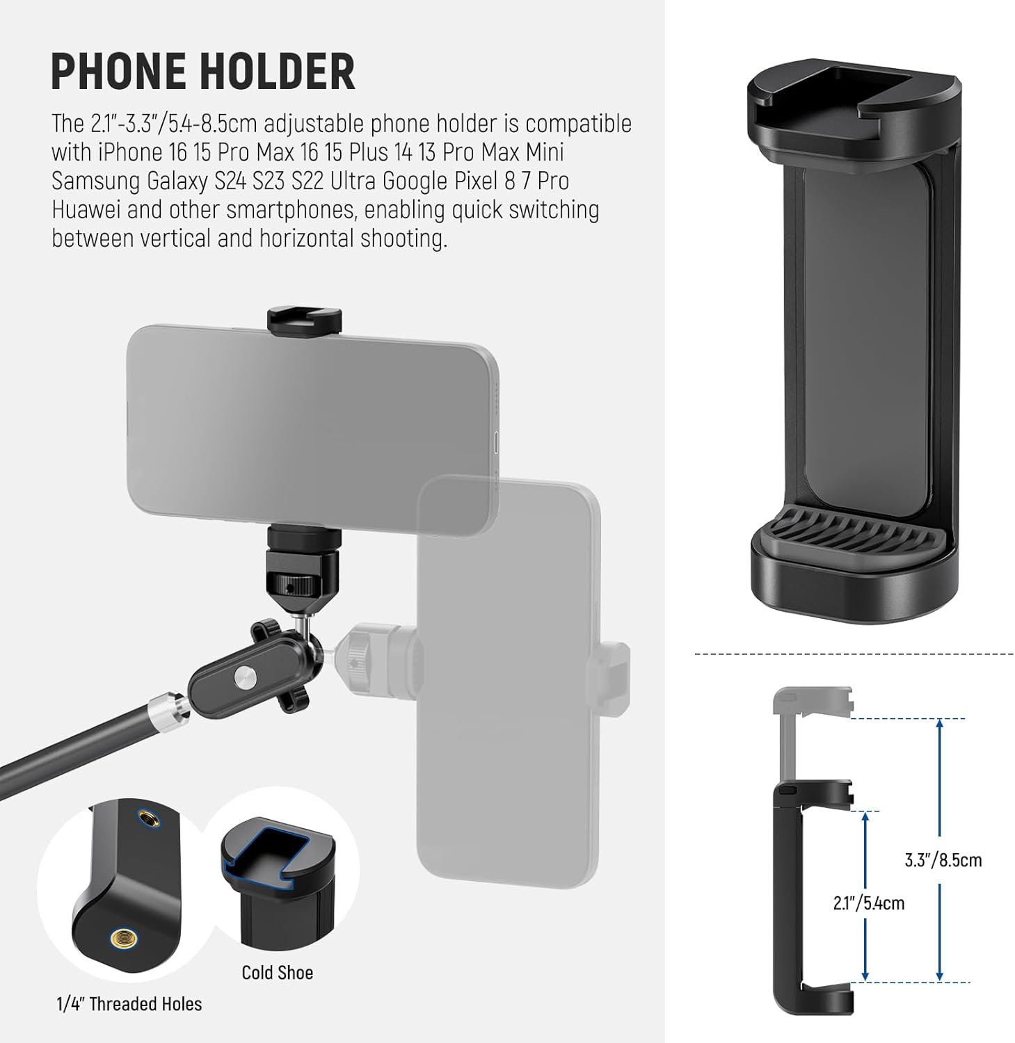 NEEWER 30" Articulating Magic Arm with Super Clamp/Action Cam Mount/Phone Holder, Overhead Camera Desk Mount Mic Boom Stand, Compatible with GoPro iPhone DSLR Webcam Microphone Video Recording, UA056