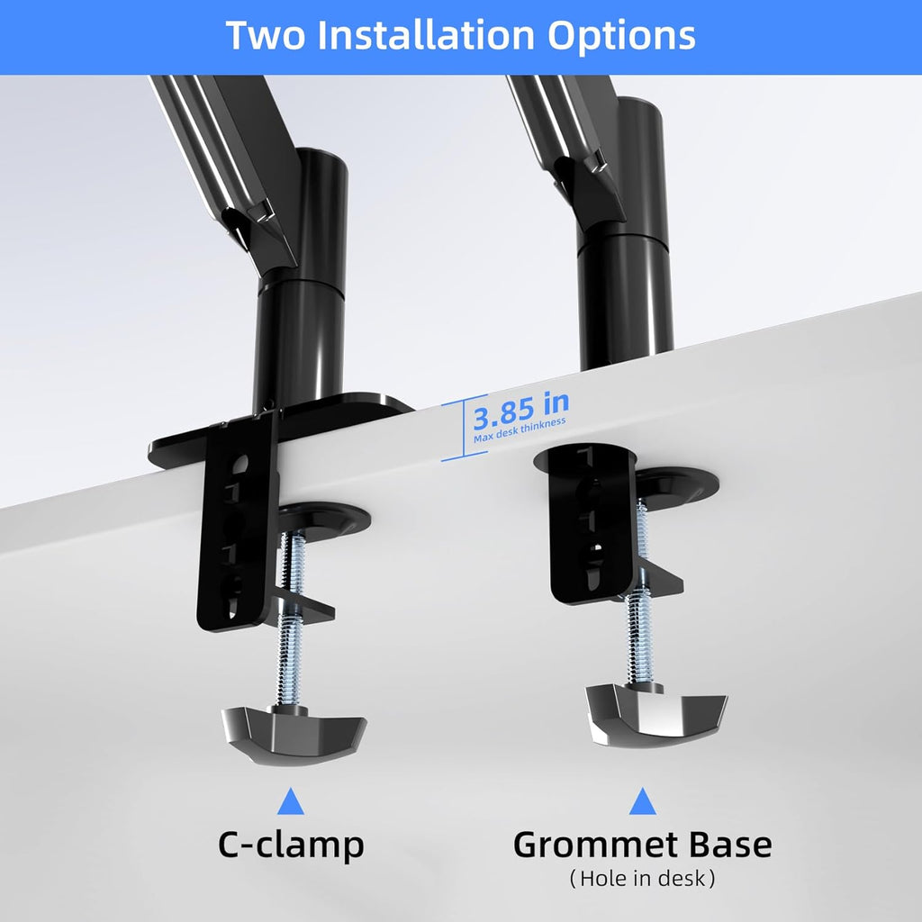 Suptek Ultrawide Monitor Arm Mount for 17 to 49 Inch Heavy Duty Curved Screen,Holds 46.2 lbs,Adjustable Gas Spring Monitor Arm Desk Mount Stand,75/100mm Vesa Mount,Black