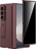 Miimall for Fold 7 Case with Privacy Screen Protector, Z Fold 7 Phone Case Stand, Heavy Duty, Full-Body Magnetic Hinge Protection Shockproof All-Inclusive Cases for Galaxy Z Fold 7 Wine Red