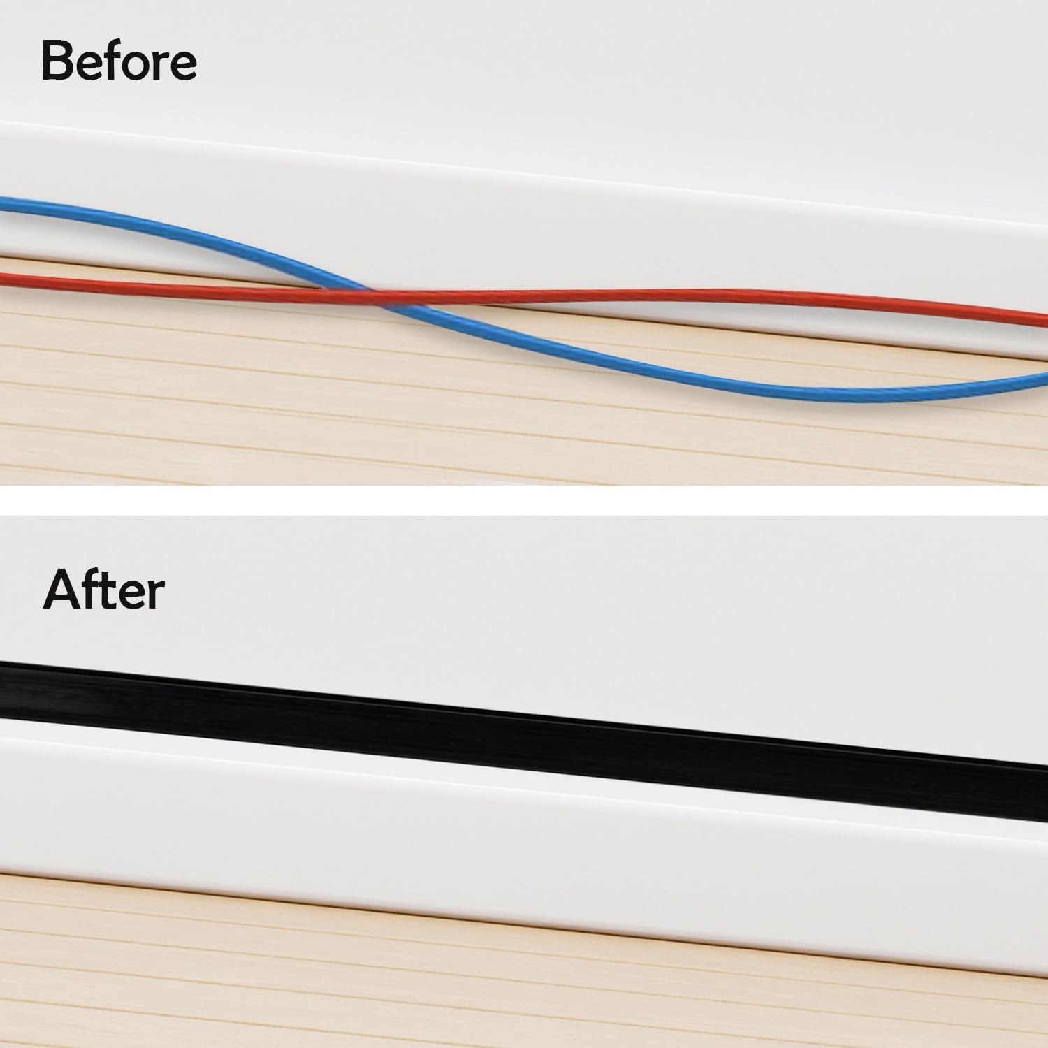 Rubber Bond TV Cord Hider Cable Protector - Strong Self Adhesive Wall Cord Cover Cable Hider - Low Profile Cable Management Wall Cord Concealer Cable Raceway (Black, 10 Feet)