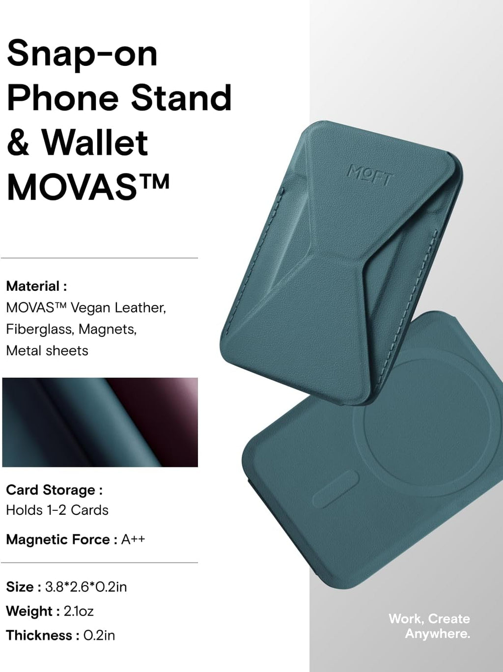MOFT Magnetic Wallet Stand Compatible with iPhone 16/15/14/13/12 Series, Angle Adjustment & Magsafe Compatible MOVAS Phone Stand,Jungle