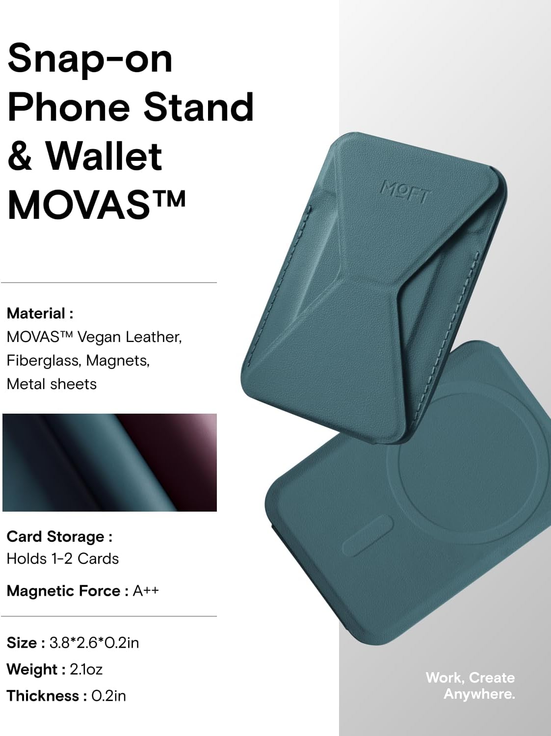 MOFT Magnetic Wallet Stand Compatible with iPhone 16/15/14/13/12 Series, Angle Adjustment & Magsafe Compatible MOVAS Phone Stand,Jungle