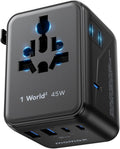 MOMAX Universal Travel Adapter, GaN PD 45W Fast International Power Adapter