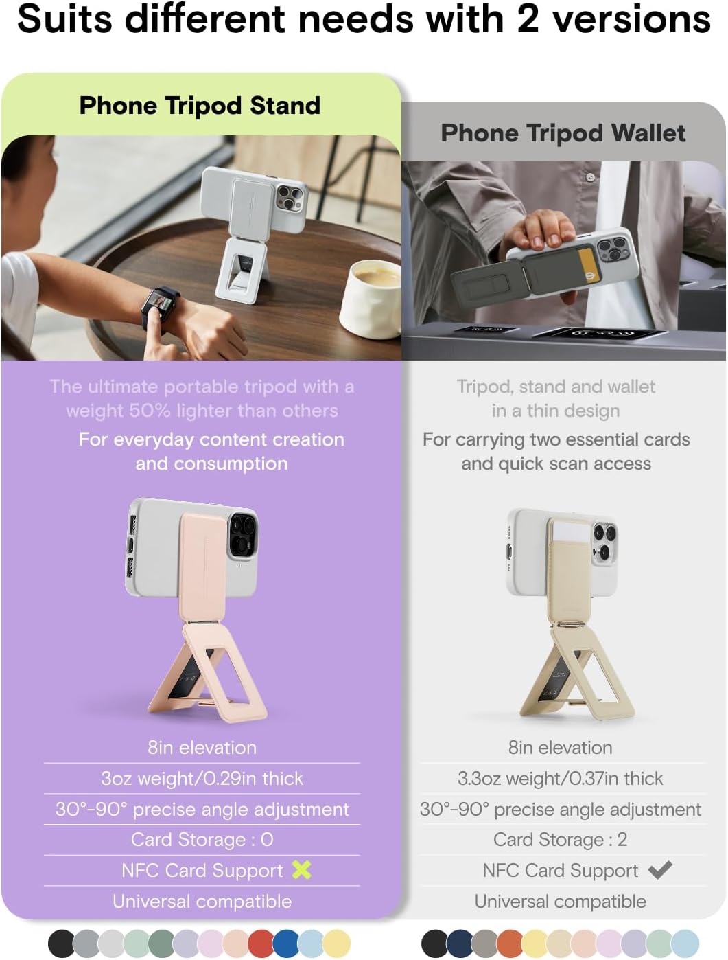 MOFT Phone Tripod Stand Selfie Stick for iPhone, Multi-Angles iPhone Stand, Lightweight & Portable Phone Holder, Strong Magnets, MOVAS Vegan Leather, Travel Essentials, Panna Cotta (Without Card Slot)