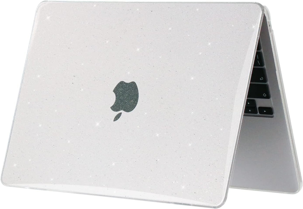 Sparkly Clear Case for MacBook Pro 13 inch M2 M1 A2338 A2289 A2251 A2159 A1989 A1706 2023-2016 Release with Touch ID, 6 in 1 Glitter Plastic Hard Shell&Keyboard Cover&Screen Protector&Webcam Cover