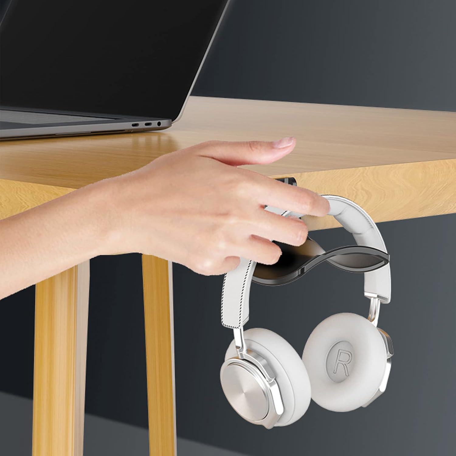 2-Pack Headphone Stand Hanger Wall Hooks, Save Space Headset Stand Holder for Universal Gaming Headset Airpods Max Sony Bose Beats, Strong Adhesive with Screws, White