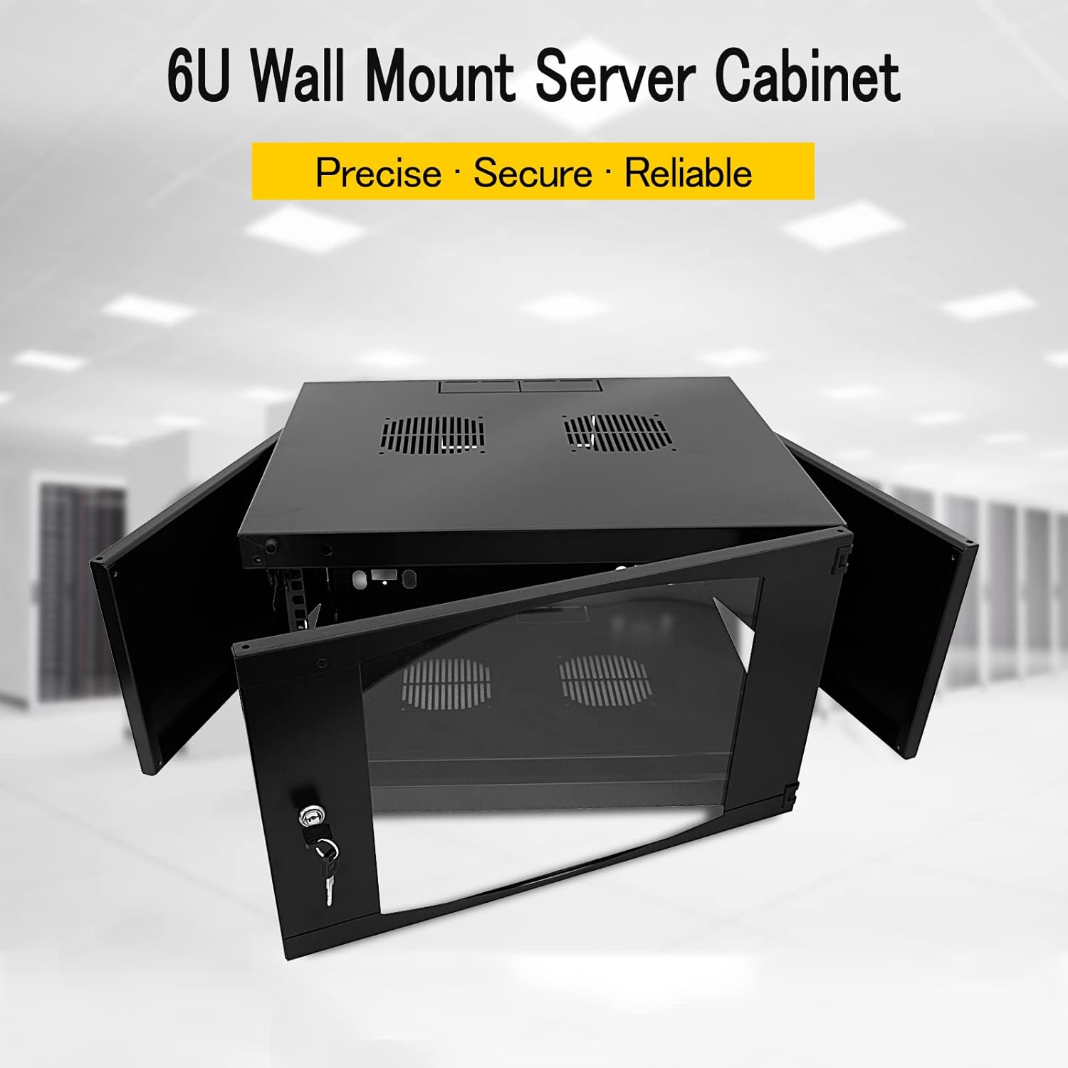 Raising Electronics Wall Mount Server Cabinet for Networking Data Home Video WiFi Internet System with 12 inch Install Depth (6U 450mm deep)
